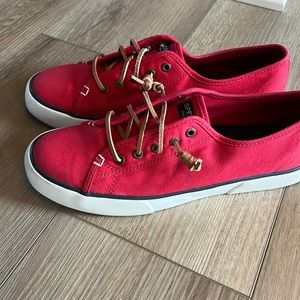 Sorry Women’s Red Top-Sider pier view Boat shoe Size 10